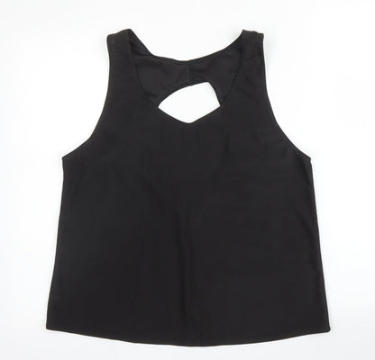 Preworn Womens Black  Polyester Basic Blouse Size L Square Neck
