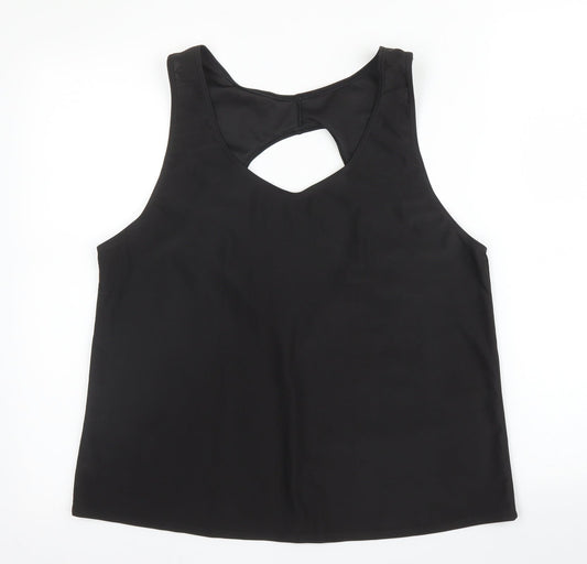 Preworn Womens Black  Polyester Basic Blouse Size L Square Neck