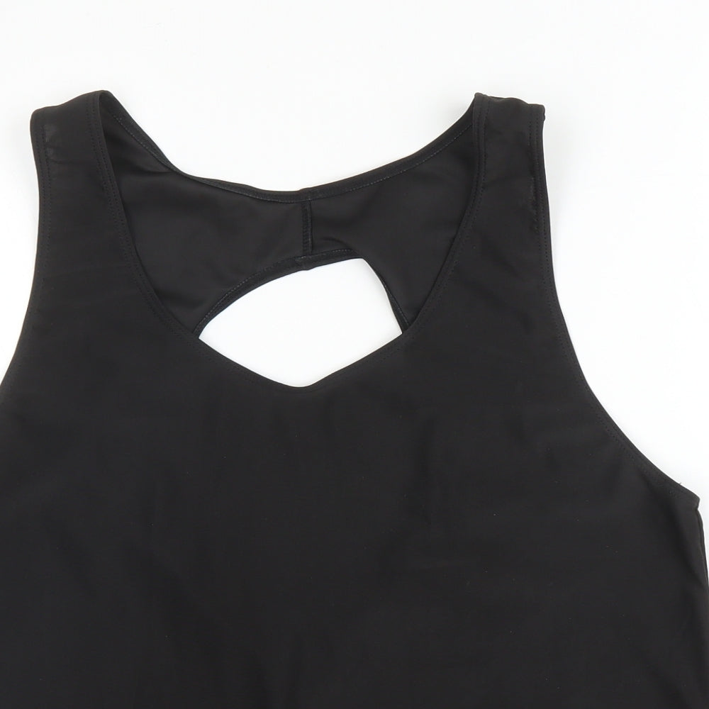 Preworn Womens Black  Polyester Basic Blouse Size L Square Neck