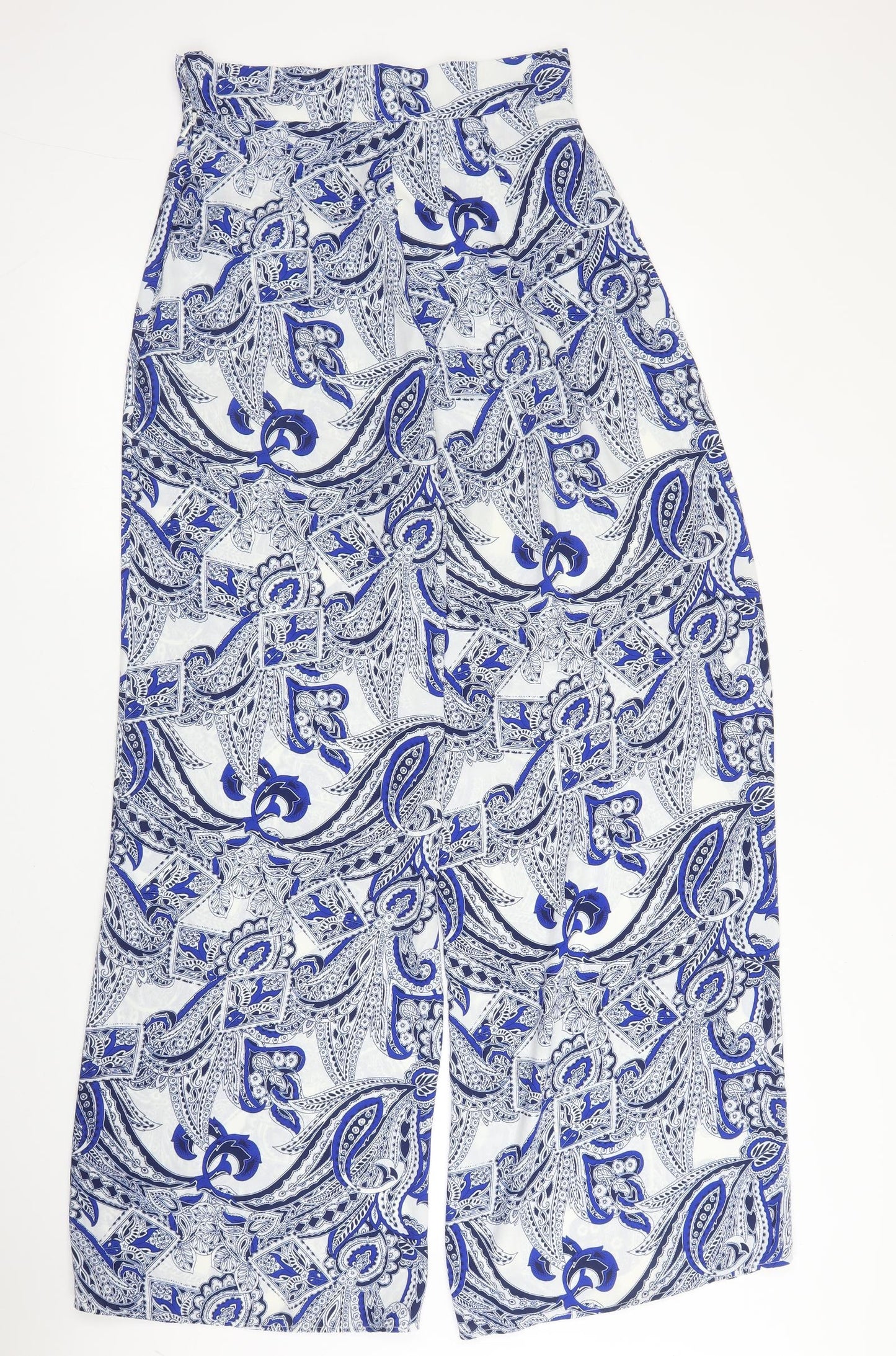 Love Womens Blue Paisley Polyester Trousers  Size S L30 in Regular Zip