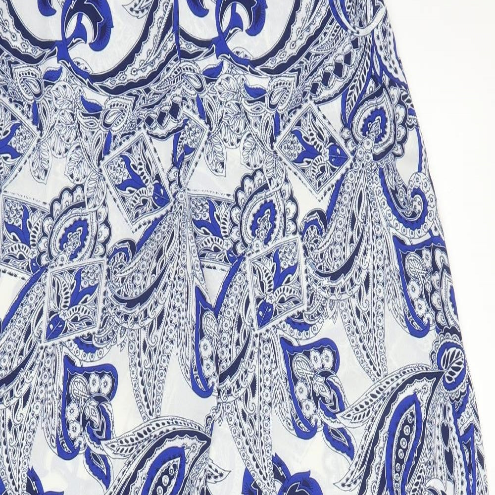 Love Womens Blue Paisley Polyester Trousers  Size S L30 in Regular Zip