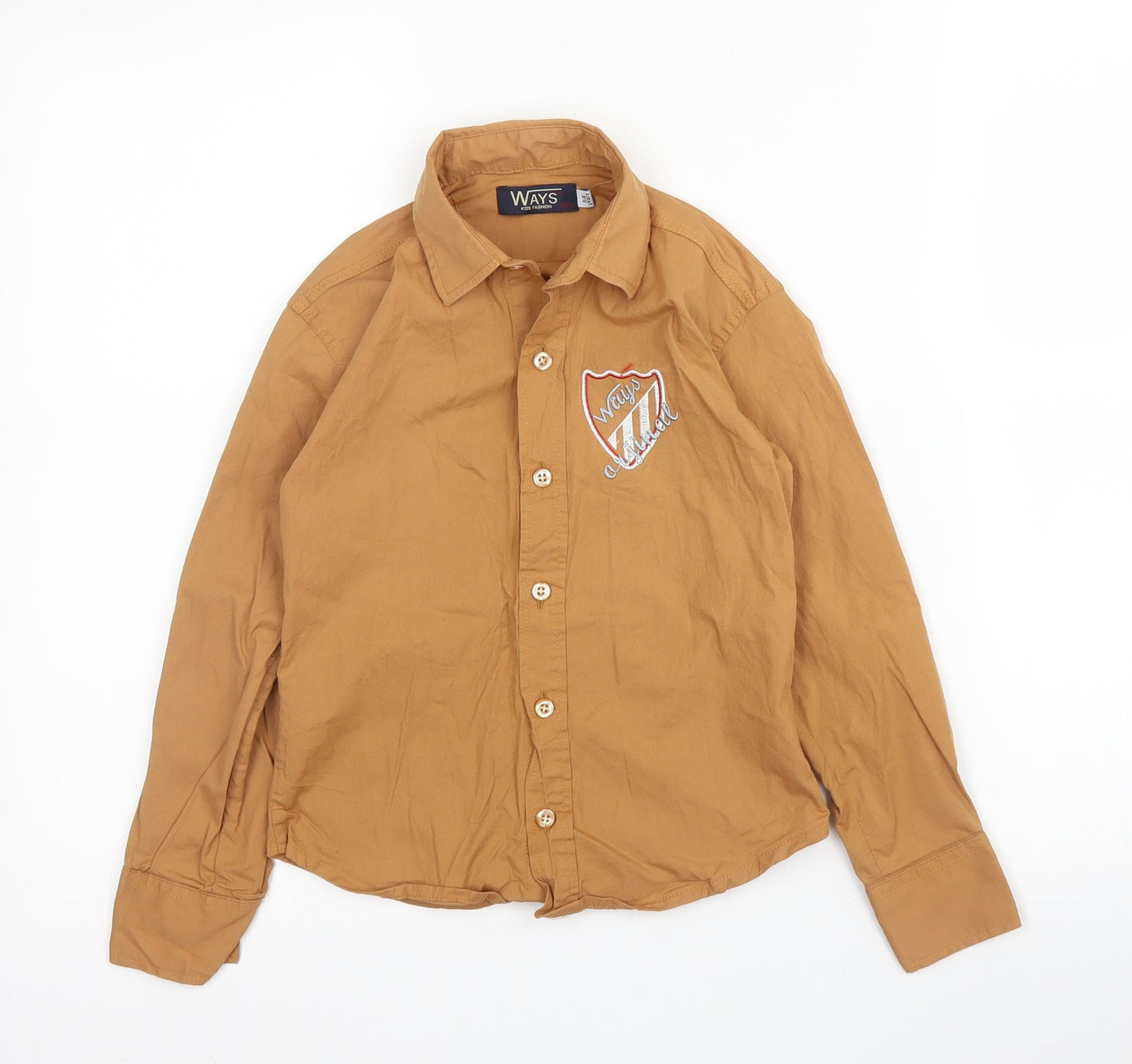 Ways Boys Beige  Cotton Basic Button-Up Size 5 Years Collared Button