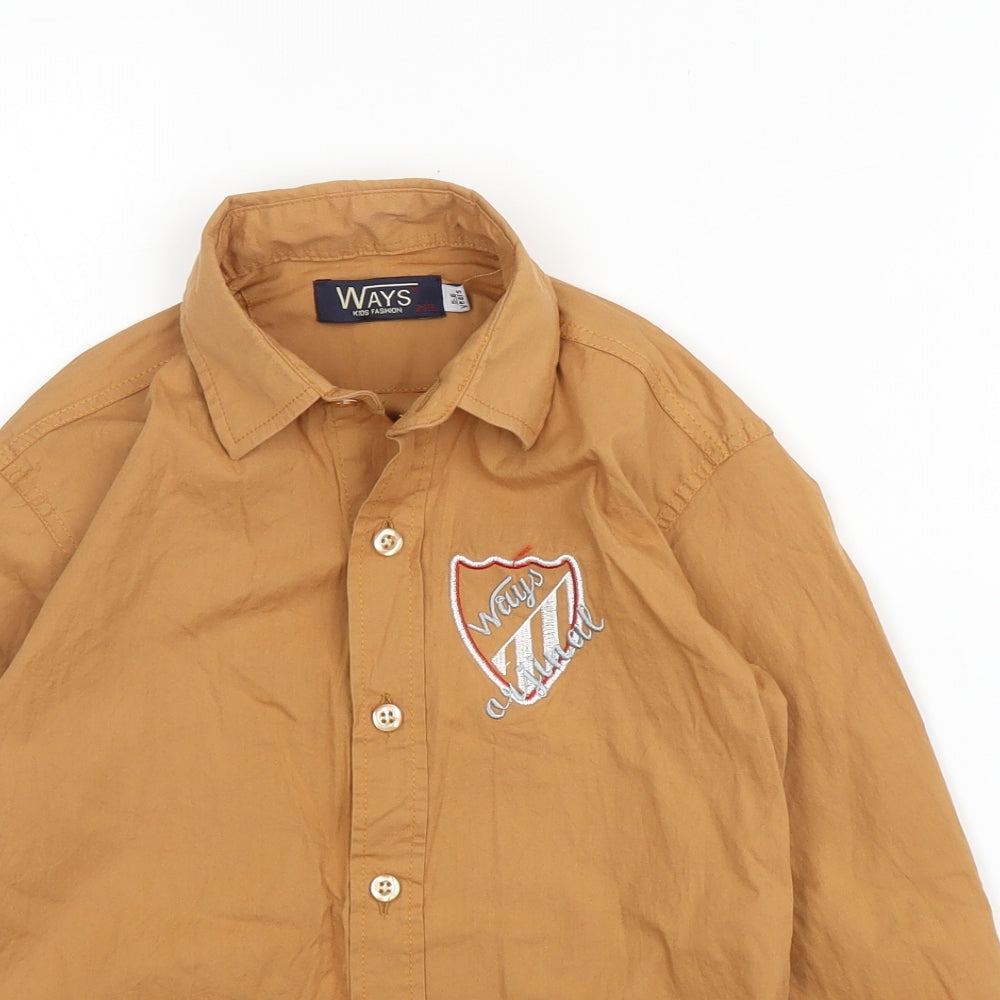 Ways Boys Beige  Cotton Basic Button-Up Size 5 Years Collared Button
