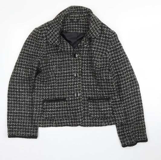 BHS Womens Black Check  Jacket  Size 14  Button