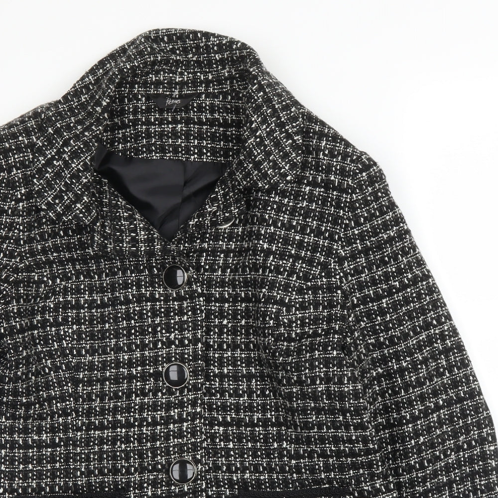 BHS Womens Black Check  Jacket  Size 14  Button