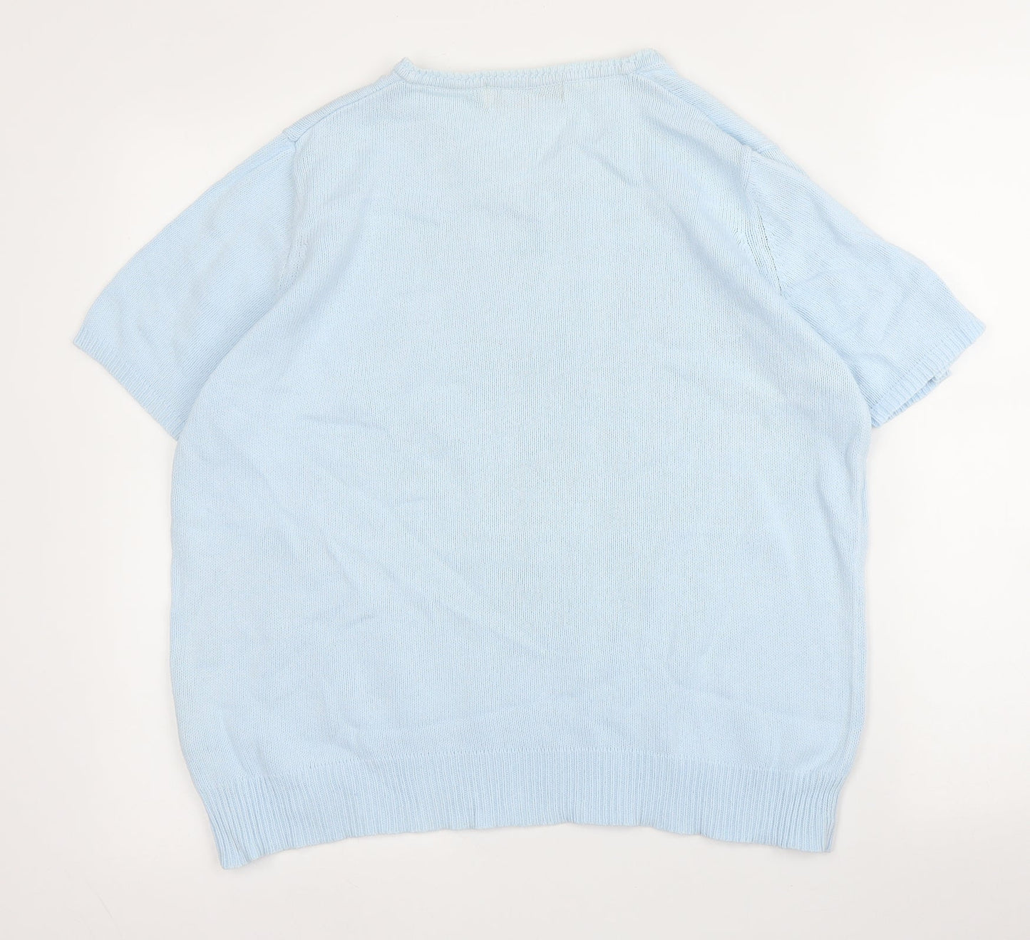 EMW Womens Blue Round Neck  Cotton Pullover Jumper Size 14