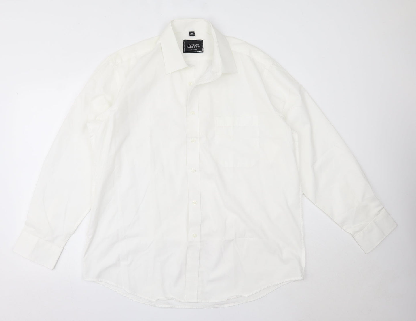 Hutson Harbour Mens White  Cotton  Button-Up Size 17 Collared