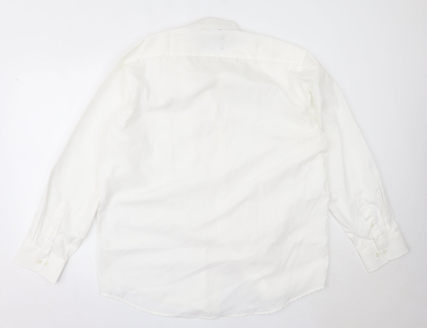 Hutson Harbour Mens White  Cotton  Button-Up Size 17 Collared