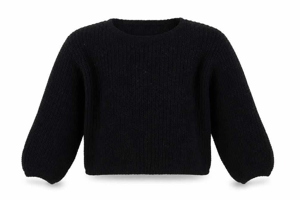 H&M Girls Black Round Neck  Polyester Pullover Jumper Size 7-8 Years