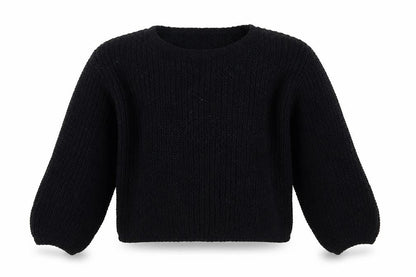 H&M Girls Black Round Neck  Polyester Pullover Jumper Size 7-8 Years