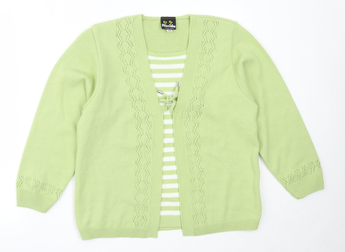 Florida Womens Green Round Neck  Acrylic Cardigan Jumper Size S