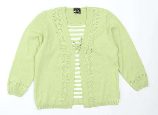 Florida Womens Green Round Neck  Acrylic Cardigan Jumper Size S