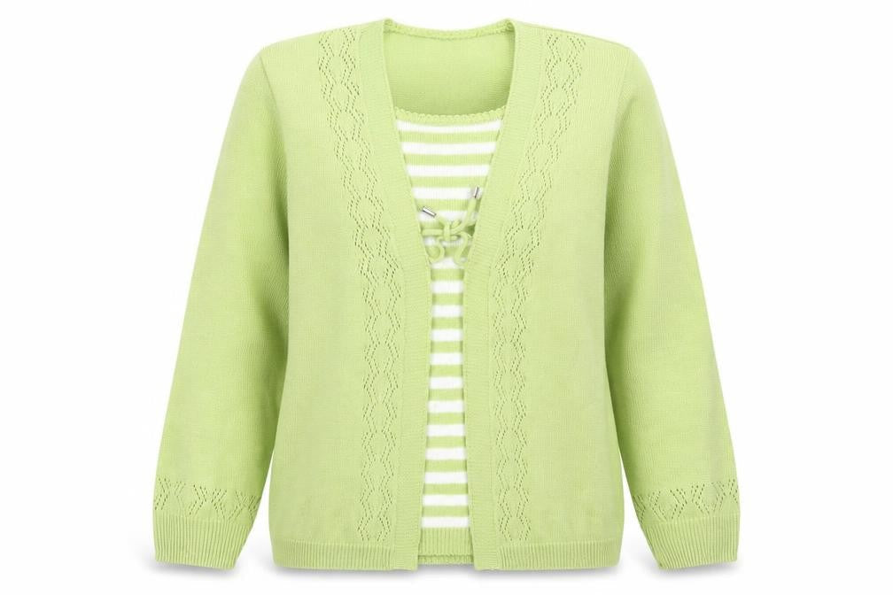 Florida Womens Green Round Neck  Acrylic Cardigan Jumper Size S