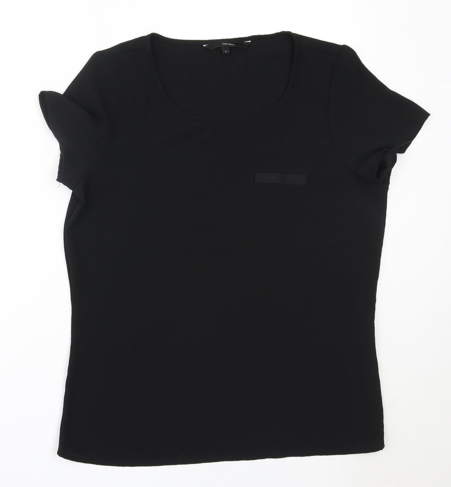 Vera Moda Womens Black  Polyester Basic Blouse Size S Round Neck