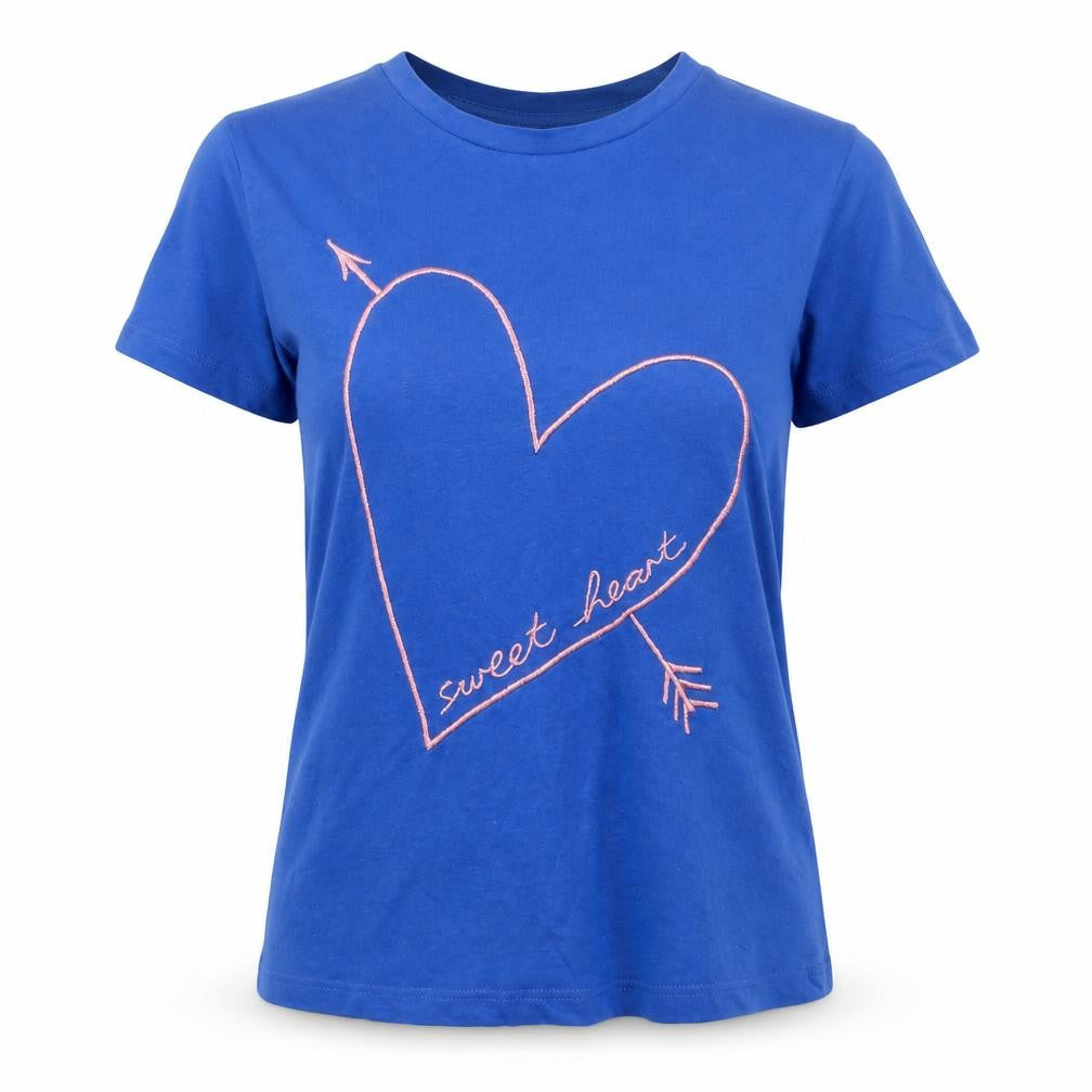 Topshop Womens Blue  Cotton Basic T-Shirt Size 6 Round Neck