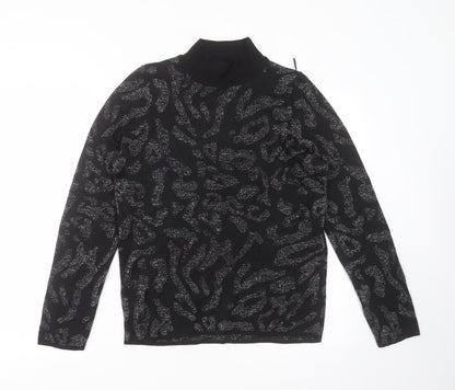 Next Womens Black Round Neck Geometric Nylon Pullover Jumper Size M