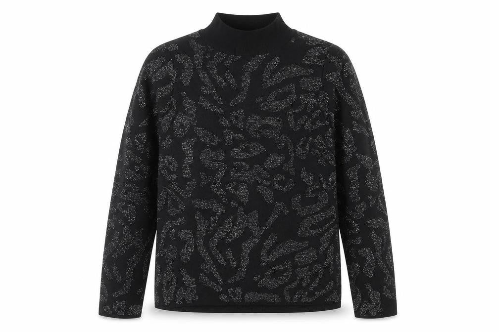 NEXT Womens Black Round Neck Geometric Nylon Pullover Jumper Size M