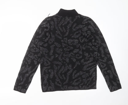 Next Womens Black Round Neck Geometric Nylon Pullover Jumper Size M