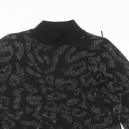 Next Womens Black Round Neck Geometric Nylon Pullover Jumper Size M