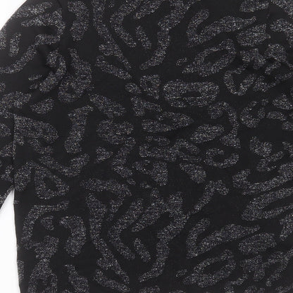 Next Womens Black Round Neck Geometric Nylon Pullover Jumper Size M