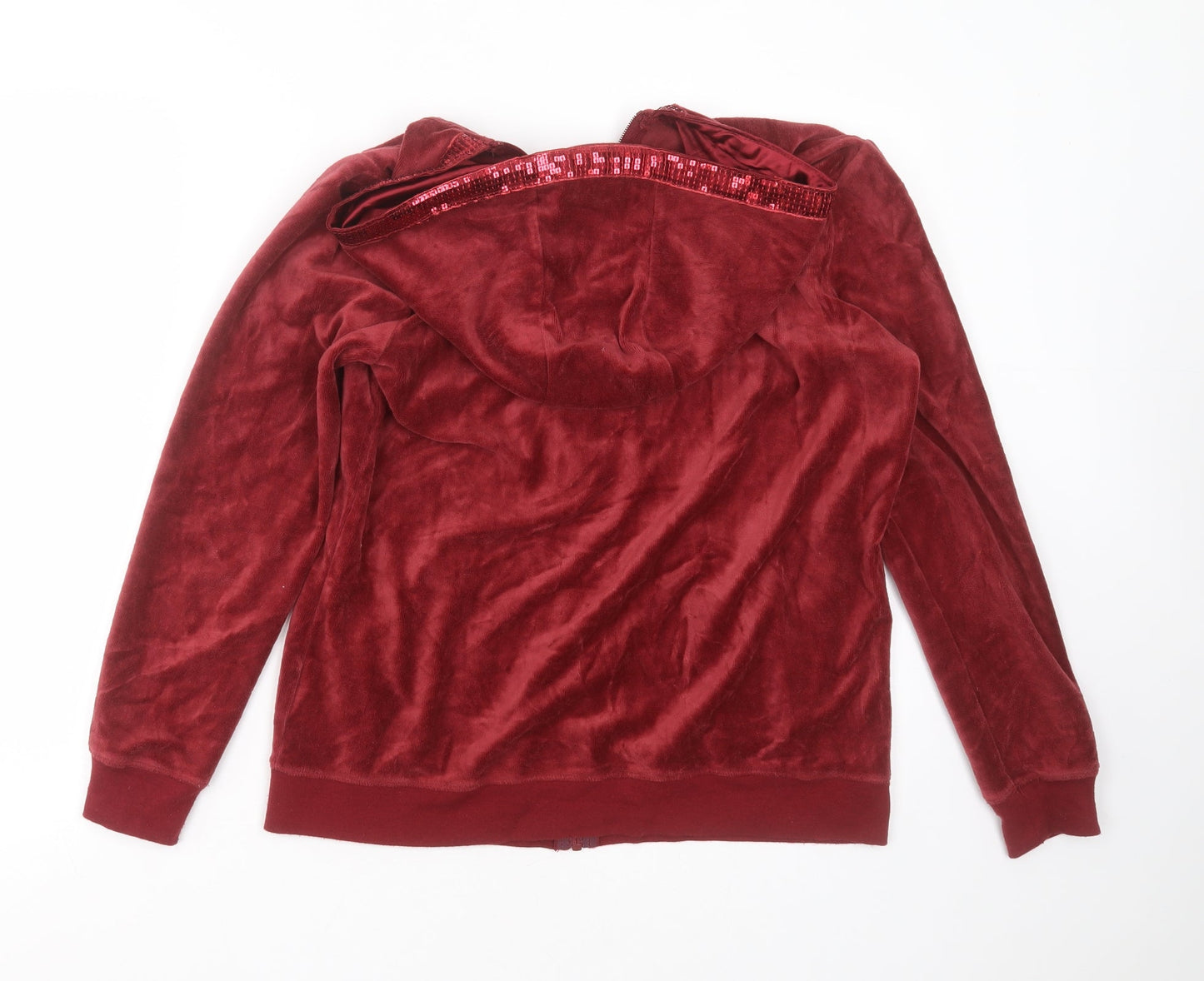 ESMARA Womens Red  Polyester Full Zip Hoodie Size M  Zip - sequins