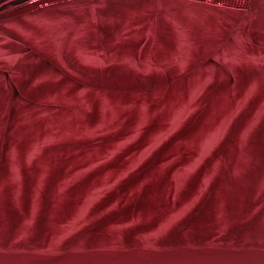 ESMARA Womens Red  Polyester Full Zip Hoodie Size M  Zip - sequins