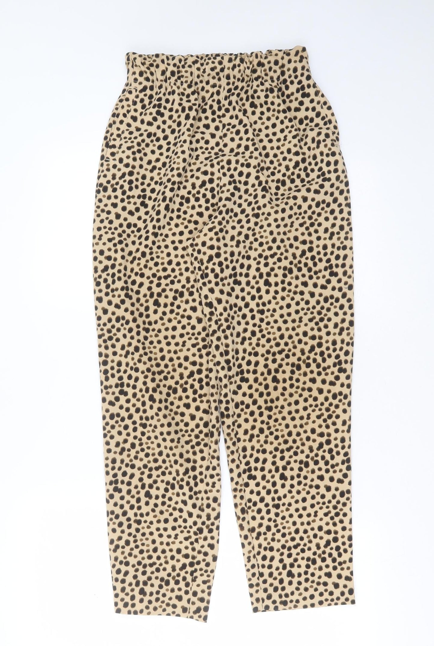 Monki Womens Brown Animal Print Polyester Trousers  Size 4 L25 in Regular