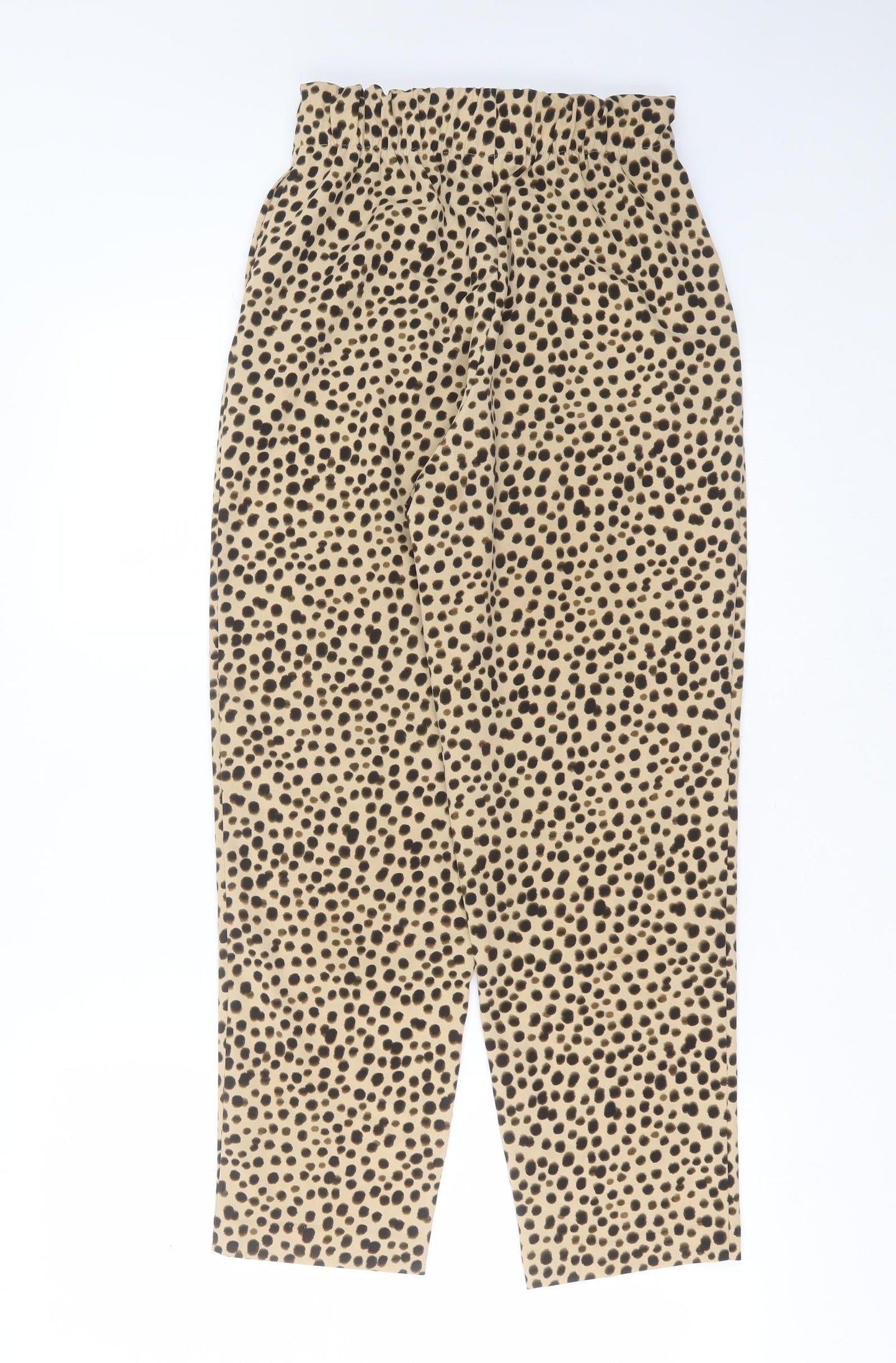 Monki Womens Brown Animal Print Polyester Trousers  Size 4 L25 in Regular