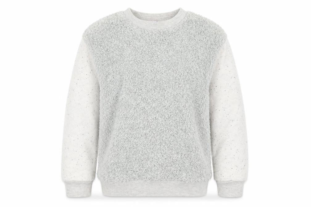 HULLABALOO Girls Grey  Polyester Pullover Sweatshirt Size 7-8 Years   - fluffy
