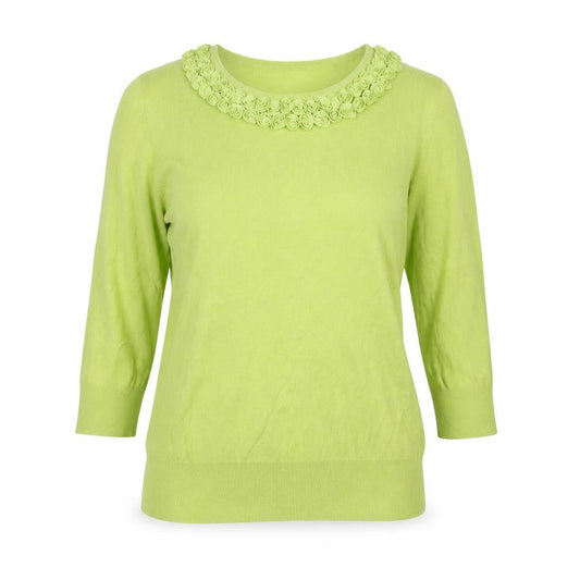 Marks & Spencer Womens Green Round Neck  Viscose Pullover Jumper Size 10   - floral detail