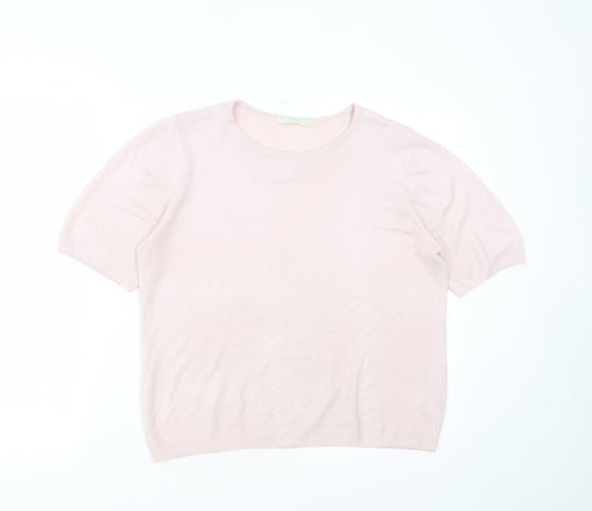 Marks and Spencer Womens Pink Round Neck  Acrylic Pullover Jumper Size 14