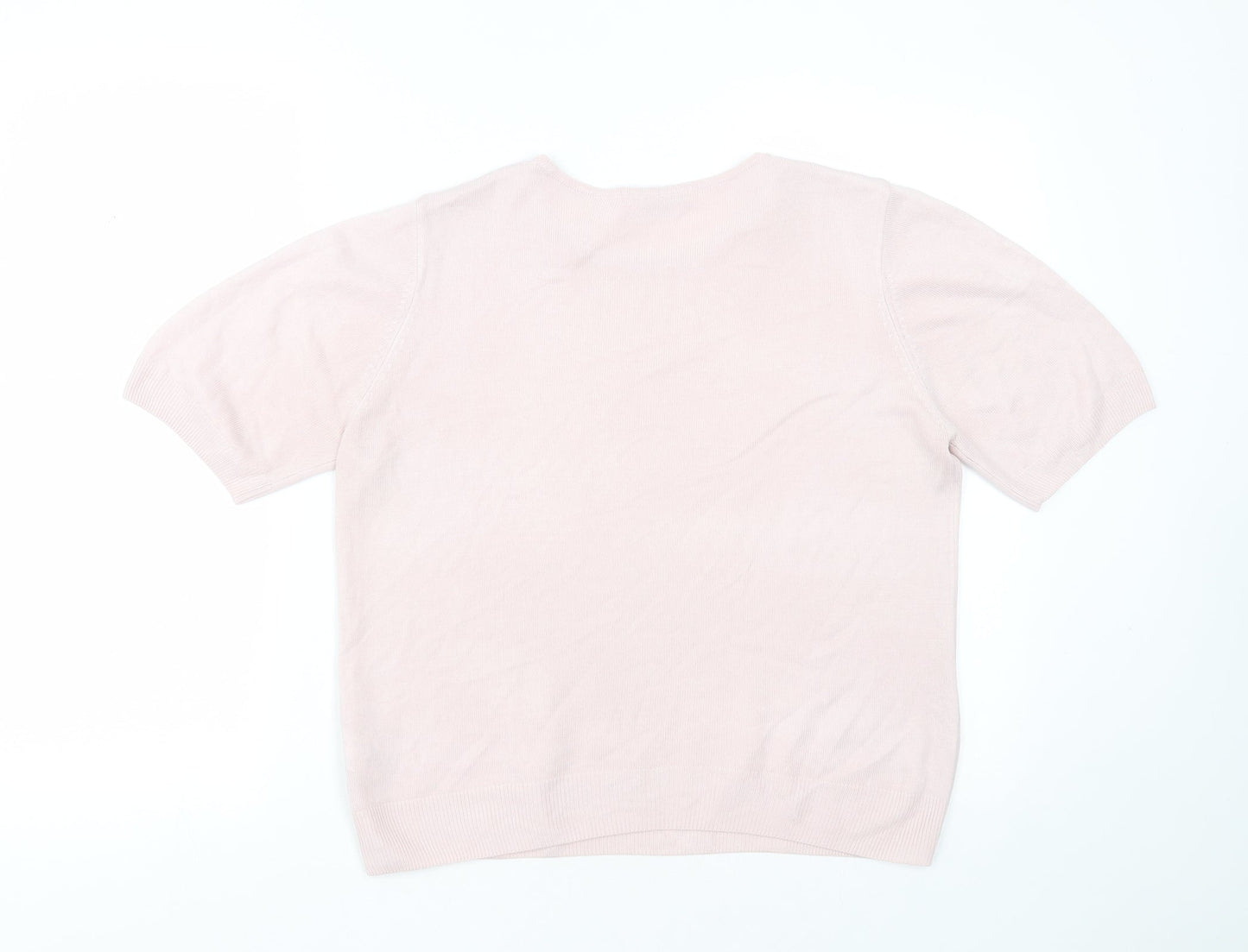 Marks and Spencer Womens Pink Round Neck  Acrylic Pullover Jumper Size 14