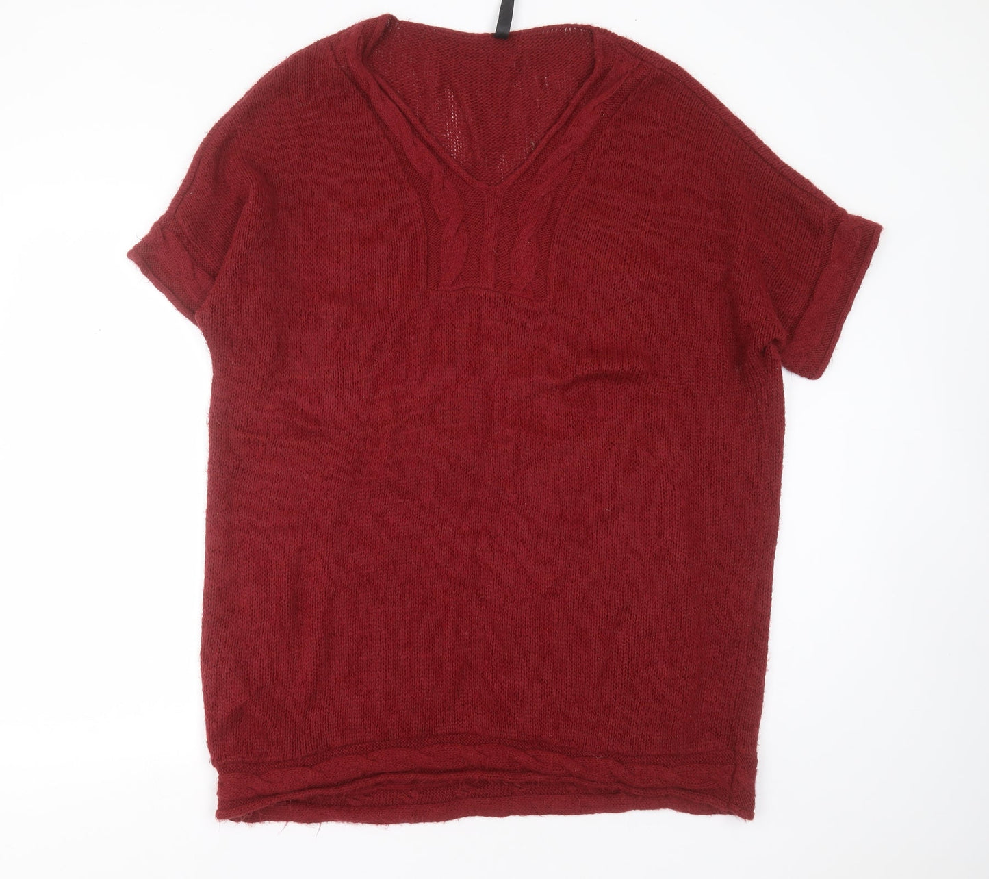 Arcadia Group Womens Red V-Neck  Acrylic Pullover Jumper Size 14