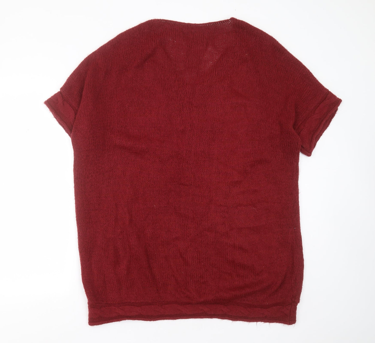 Arcadia Group Womens Red V-Neck  Acrylic Pullover Jumper Size 14