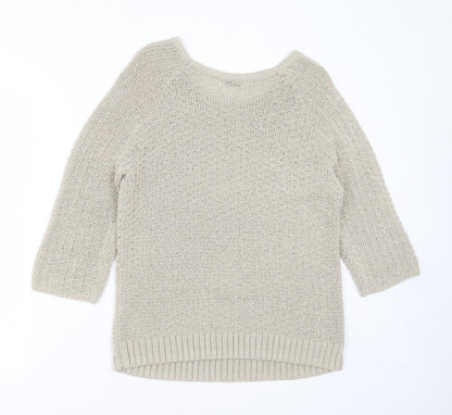 Marks & Spencer Womens Beige Round Neck Geometric Acrylic Pullover Jumper Size 12