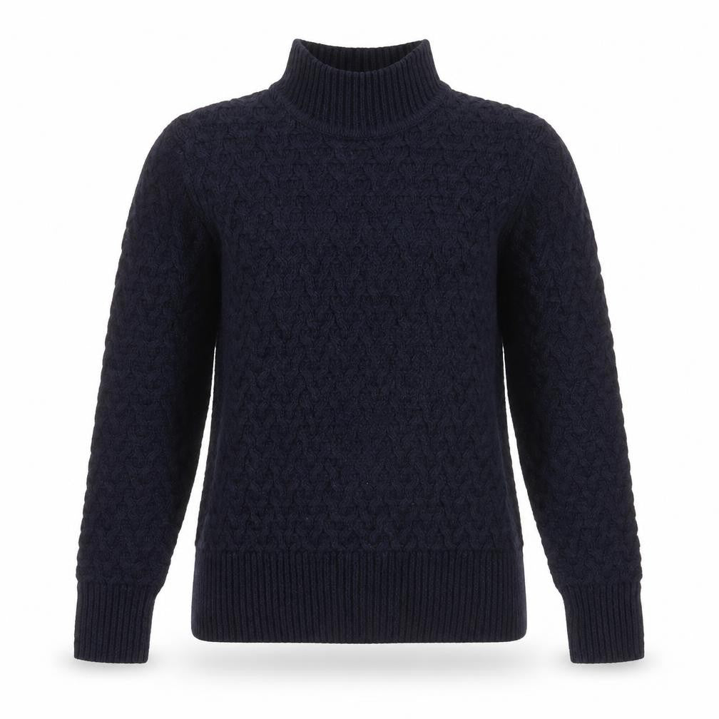 QED London Womens Blue Round Neck Geometric Acrylic Pullover Jumper Size S