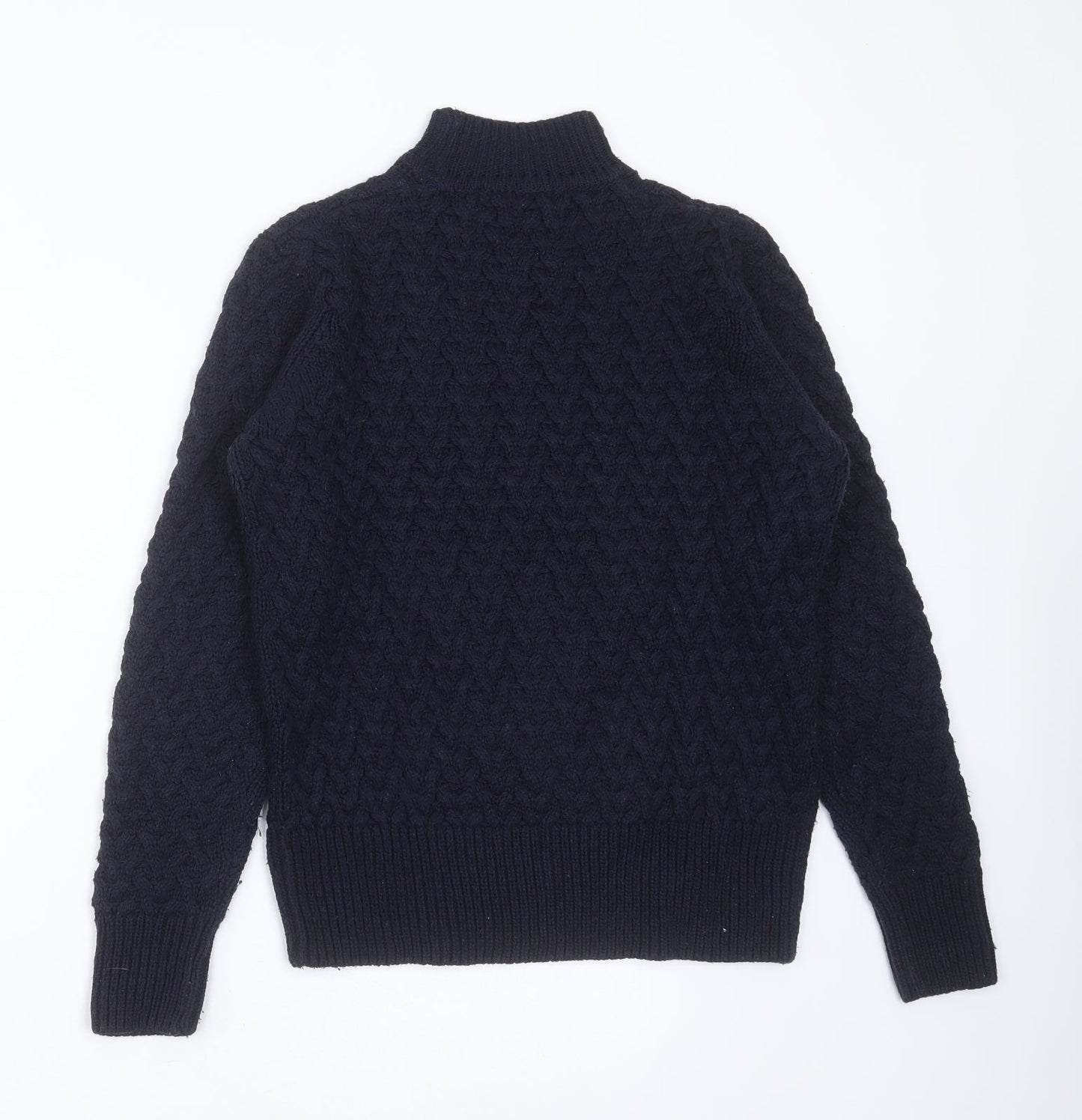 QED London Womens Blue Round Neck Geometric Acrylic Pullover Jumper Size S