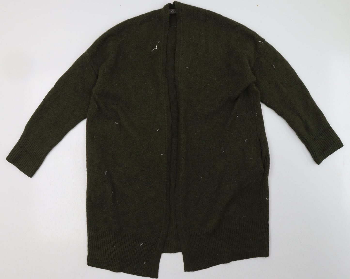 Oasis Womens Green V-Neck  Acrylic Cardigan Jumper Size S
