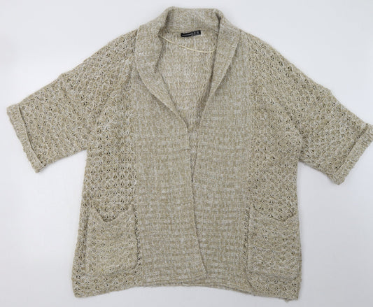 Primark Womens Brown V-Neck  Acrylic Cardigan Jumper Size 8