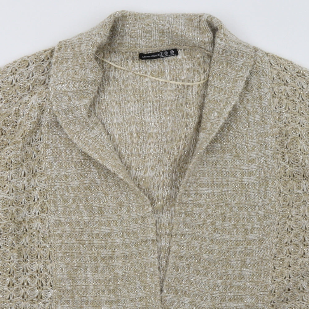 Primark Womens Brown V-Neck  Acrylic Cardigan Jumper Size 8