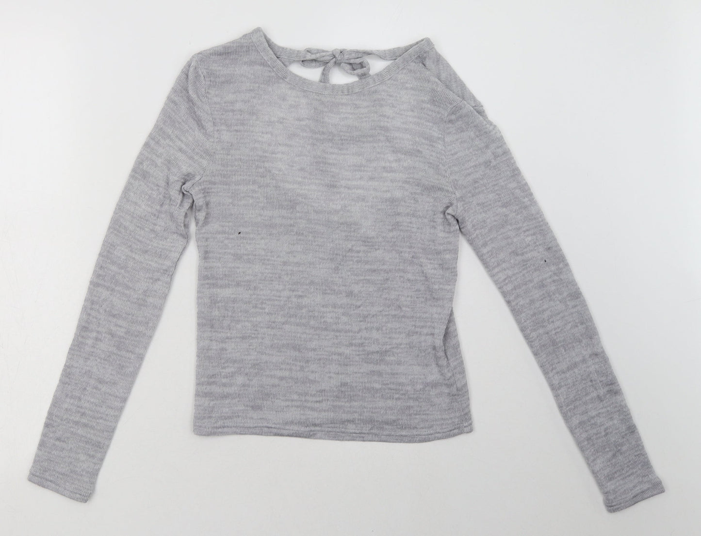 H&M Womens Grey  Polyester Pullover Sweatshirt Size S  Tie