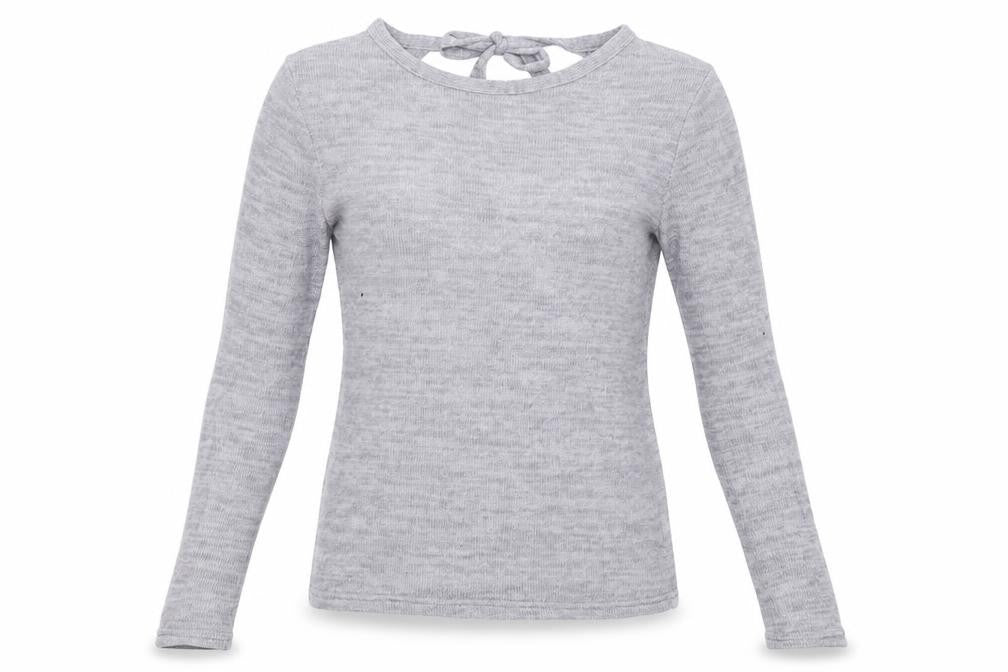 H&M Womens Grey  Polyester Pullover Sweatshirt Size S  Tie