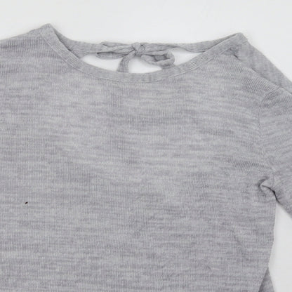 H&M Womens Grey  Polyester Pullover Sweatshirt Size S  Tie