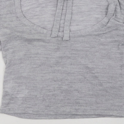 H&M Womens Grey  Polyester Pullover Sweatshirt Size S  Tie