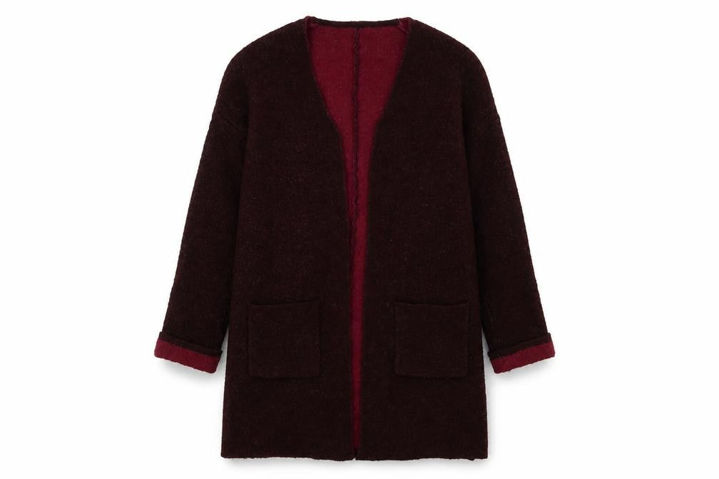 F&F Womens Red Crew Neck  Acrylic Cardigan Jumper Size S