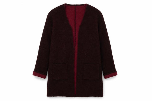 F&F Womens Red Crew Neck  Acrylic Cardigan Jumper Size S
