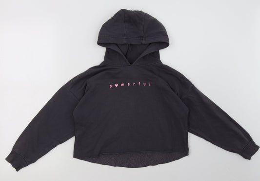 George Girls Grey  Cotton Pullover Hoodie Size 9-10 Years  Pullover - powerful