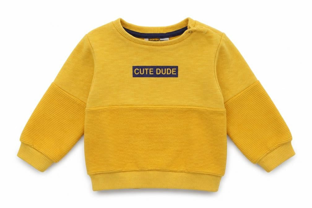 Primark Boys Yellow  Cotton Basic Casual Size 3-6 Months Crew Neck Button - cute dude