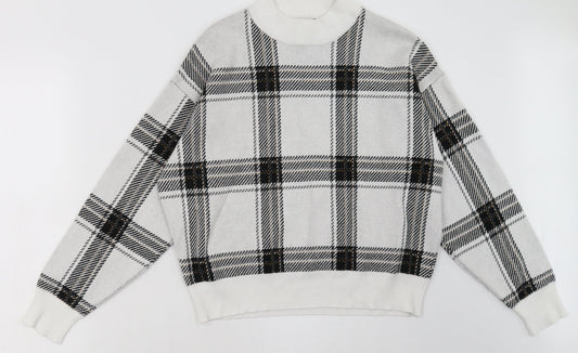 New Look Womens White Check Polyester Pullover Sweatshirt Size S  Pullover