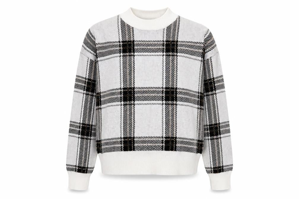 New Look Womens White Check Polyester Pullover Sweatshirt Size S  Pullover
